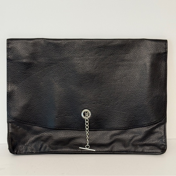 15” Document Paper File Envelope Black Clutch Purse Bag Slide Chain Closure - Picture 1 of 9